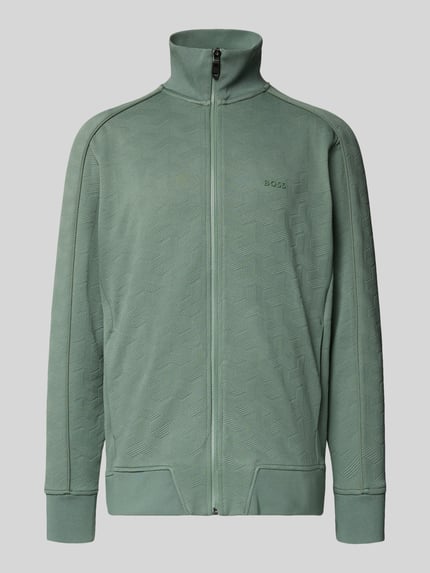 BOSS Green Regular Fit Sweatjacke mit Strukturmuster Modell 'MIRROR' Lind 2