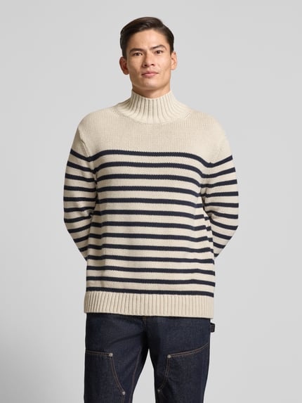Tommy Hilfiger Relaxed Fit Turtleneck-Pullover aus reiner Baumwolle Modell 'BRETON' Sand 4