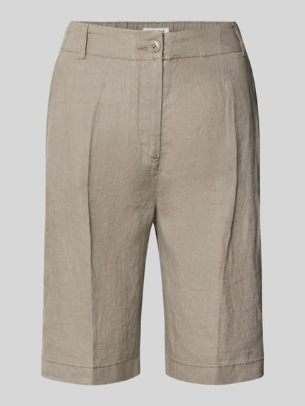 Produktfoto, Leinenshorts mit Eingrifftaschen von Christian Berg Woman, beżowy, reines Leinen, krój regular fit, szerokość w rozmiarze 36: 40 cm, długość nogawki wewnętrznej w rozmiarze 36: 22 cm, zaprasowane kanty, tekstura lniana