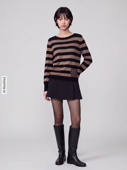s.Oliver BLACK LABEL sweter o kroju regular fit z mieszanki wiskozy Beżowy melanż 1
