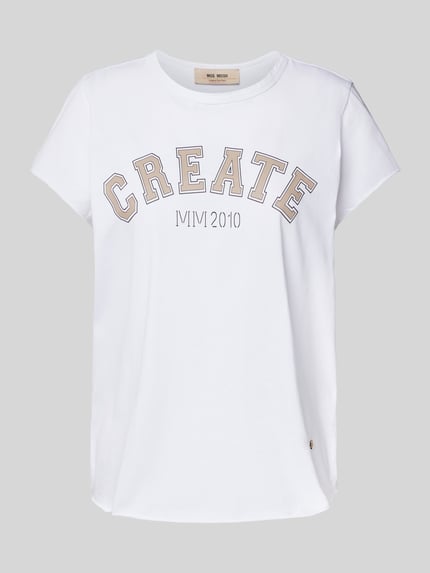 MOS MOSH T-shirt met labelprint, model 'Celli' Offwhite - 2
