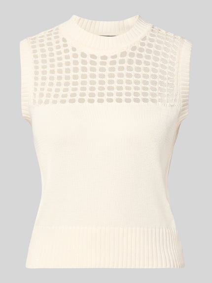 Produktfoto, Pullunder mit Rundhalsausschnitt von ARMANI EXCHANGE in Offwhite, Baumwoll-Mix mit Stretch, feine Rippenstruktur, Regular Fit