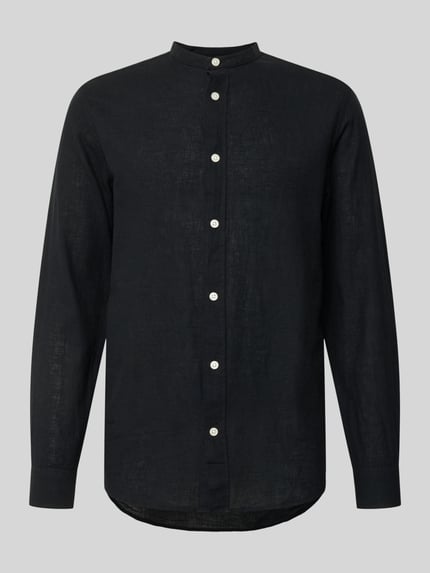 ONLY & SONS Slim Fit Freizeithemd aus Baumwoll-Leinen-Mix Modell 'CAIDEN' Black 2