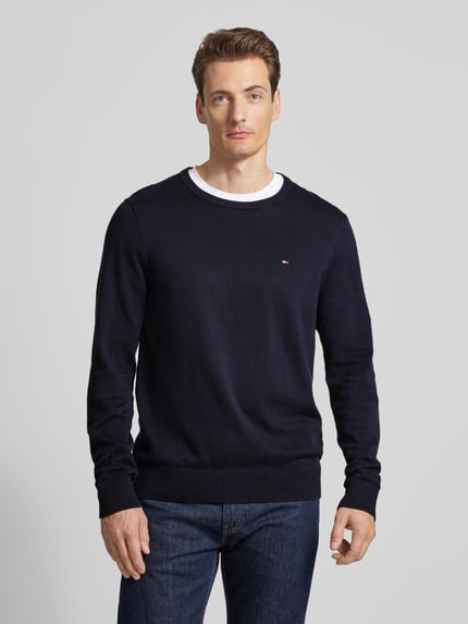 Tommy Hilfiger Gebreide pullover met logostitching Marineblauw - 4