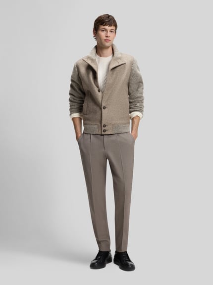 BOSS Regular Fit Bomberjacke mit Woll-Anteil Model 'Charly' Beige 1