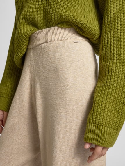 QS Wide fit stoffen broek met elastische band Donkerbruin - 3