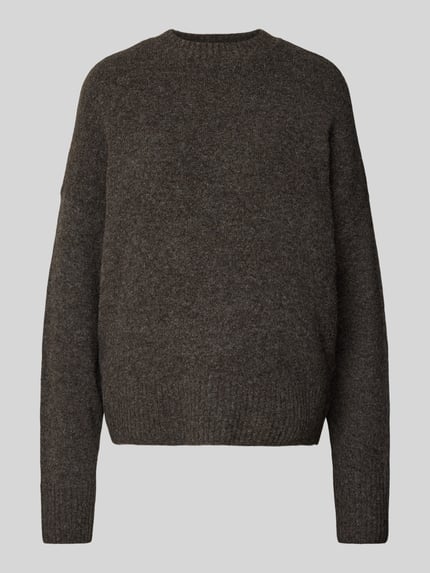 VERO MODA Sweter o kroju relaxed fit z domieszką wełny model 'BOOM' Czekoladowy melanż 2