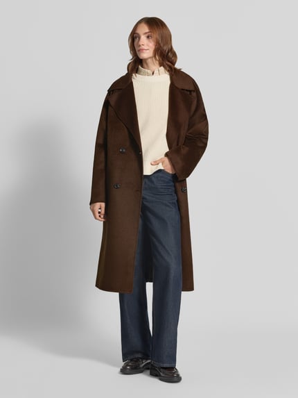 Jake*s Casual Regular Fit Mantel mit Woll-Anteil Dunkelbraun 1