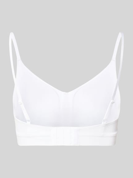 Produktfoto, witte bh met logoprint van SKINY, haakjessluiting, verstelbare schouderbanden, spaghettibandjes, gladde stof