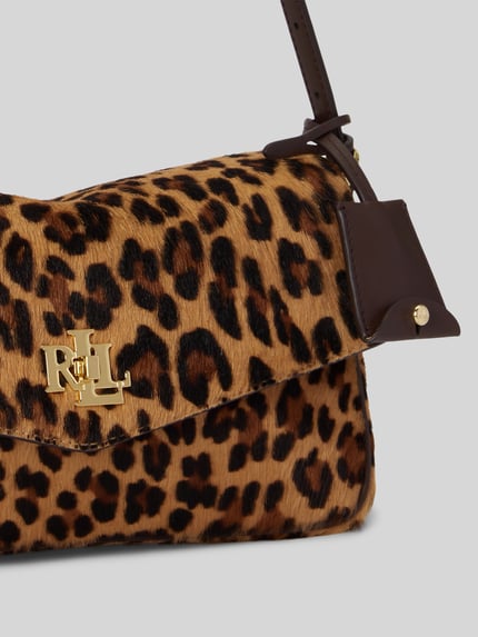 Lauren Ralph Lauren Torba na ramię z naturalnej skóry z cielęcej skóry Beżowy 6