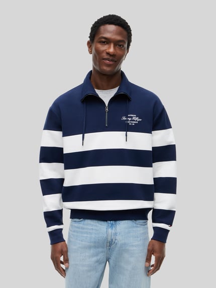 Tommy Hilfiger Relaxed Fit Troyer aus Baumwoll-Mix mit Tunnelzug Dunkelblau 4