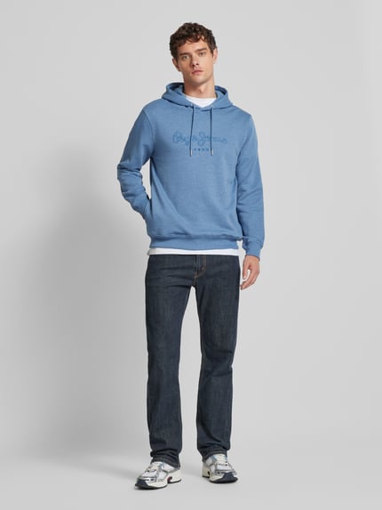 Pepe Jeans Hoodie met labelstitching, model 'New Nouvel' Marineblauw - 1