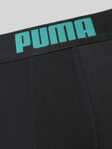 Produktfoto, schwarzer Baumwoll-Mix mit glattem Stoff, PUMA-Schriftzug am Bund, Slim Fit Boxershorts aus Baumwoll-Mix im 2er-Pack Modell 'EVERDAY' von PUMA, Herren Boxershorts von PUMA