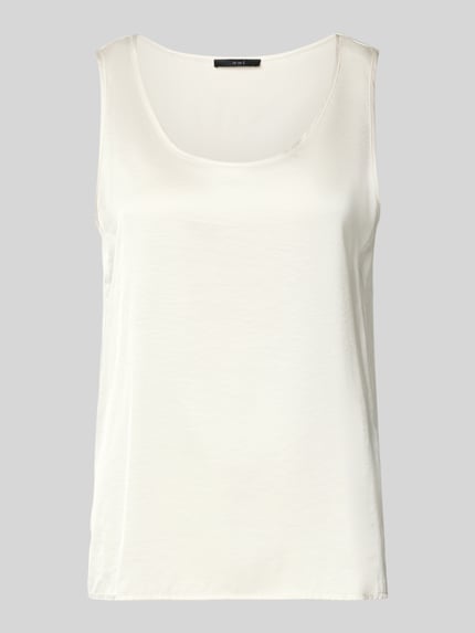 Produktfoto, Regular Fit Top mit Viskose-Anteil von Oui im schlichten Satin-Look, Rundhalsausschnitt, cremefarben, glatte Textur