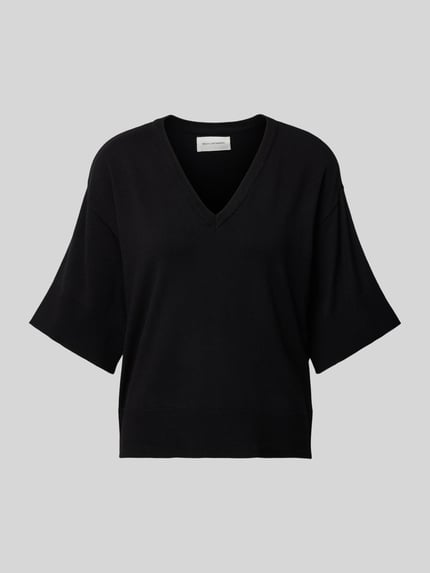 MSCH Copenhagen T-shirt z czystej wiskozy z dekoltem w serek model ‘Eslina’ Czarny 2