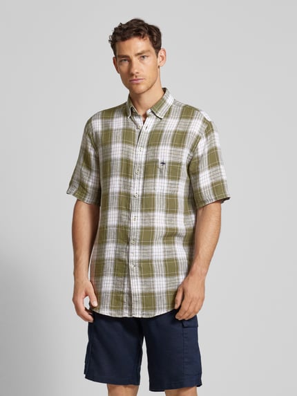 Fynch-Hatton Regular Fit Freizeithemd aus reinem Leinen Khaki Melange 4