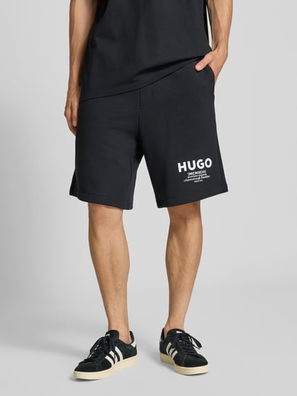HUGO Blue Szorty o luźnym kroju z czystej bawełny model 'NOMARIO' Czarny 4