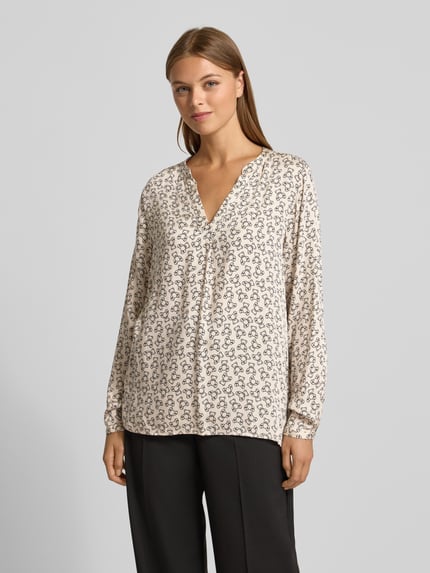 Milano Italy Regular Fit Bluse mit Tunikakragen Offwhite 4