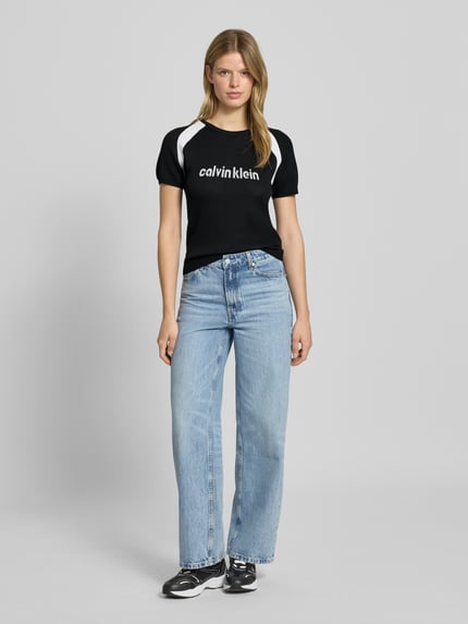 Calvin Klein Jeans Strickshirt mit Label und Rundhalsausschnitt Black 1