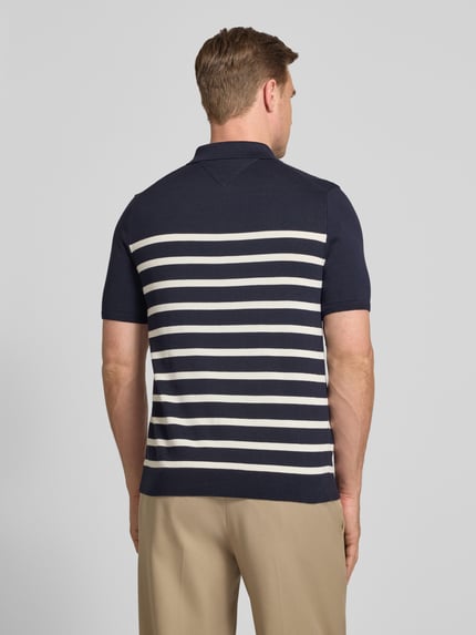 Tommy Hilfiger regular fit gebreid poloshirt van puur katoen Marineblauw gemêleerd - 5