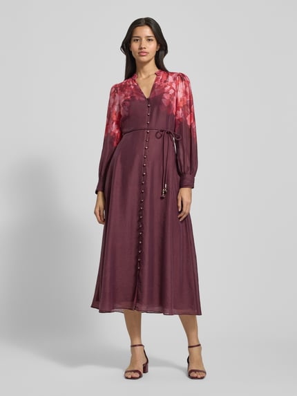 Forever New Avondjurk met linnen, model 'Camilla' Prune gemêleerd - 4