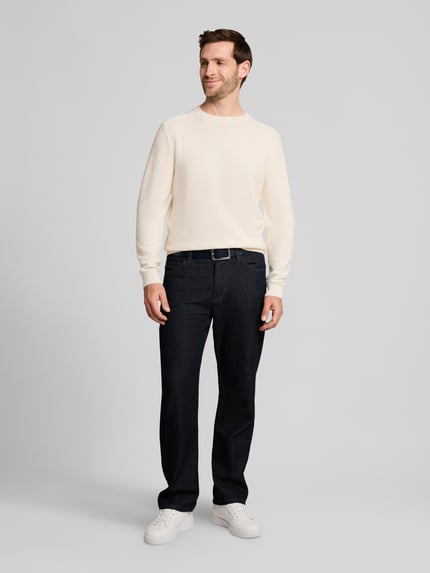 Tom Tailor Regular Fit Pullover mit Crew Neck Kragen Weiss 1