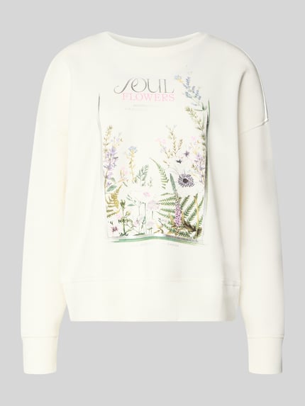 Produktfoto, Boxy Fit Sweatshirt mit O-Neck und Blumen Print im 2er-Pack von Christian Berg Woman, weiß, elastischer-Modal-Mix, Blumen-Print