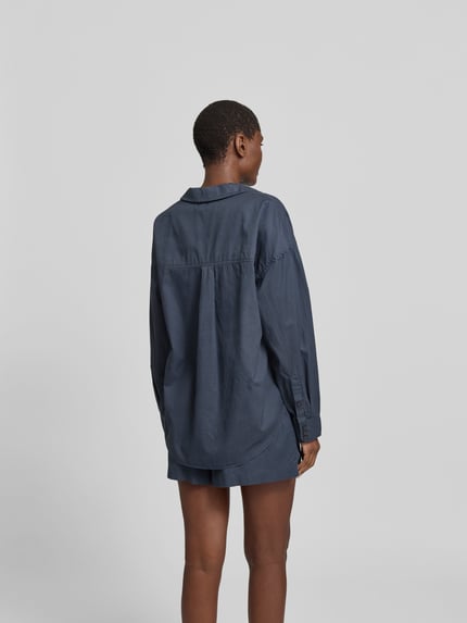 Juvia Overhemdblouse met lyocell Marineblauw - 5