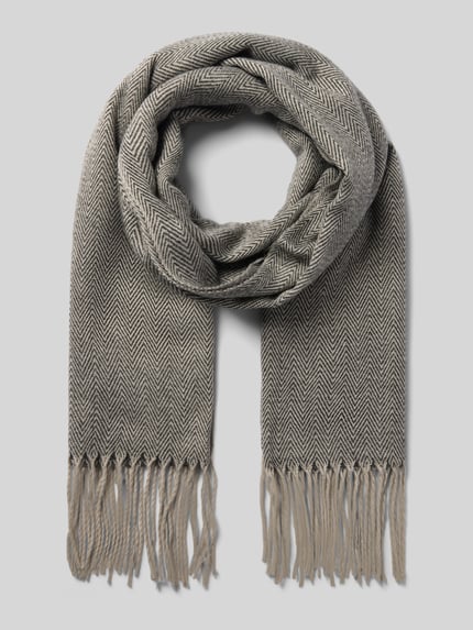 Barts Szal z naszywką z logo model 'SOHO SCARF' Średnioszary melanż 1