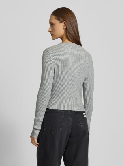 ONLY Regular Fit Strickjacke aus Viskose-Mix Modell 'KATIA' Hellgrau Melange 5