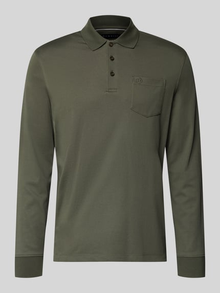 bugatti Regular Fit Poloshirt aus Baumwoll-Mix mit Brusttasche Oliv 1