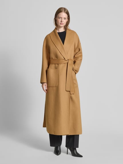 Liu Jo White Lange wollen jas met strikceintuur Beige - 4