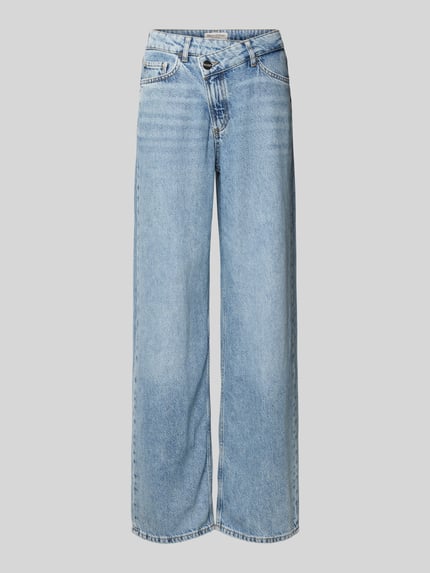 Produktfoto, Wide Fit Jeans mit Leinen-Anteil Modell 'FIA' von Marc O'Polo, stylizowana na denim, krój wide fit, średni stan, zapięcie x-front, 5 kieszeni, mieszanka lnu