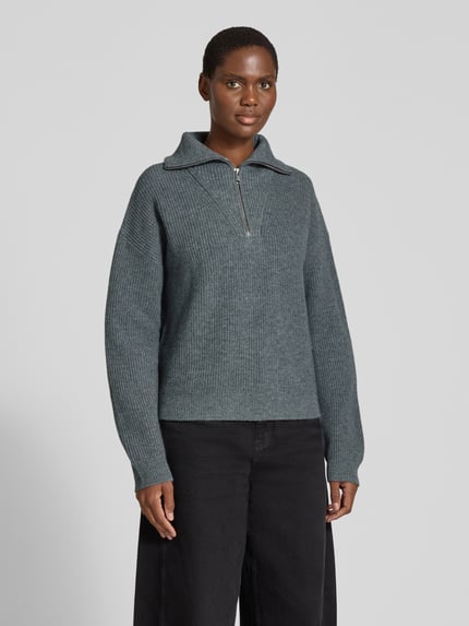 Jake*s Casual Regular Fit Pullover aus reiner Wolle Dunkelgrau Melange 4