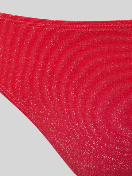 PIECES Bikinihose mit Effektgarn Modell 'LAOMI' Metallic Rot 2