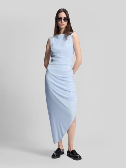 HUGO Slim Fit Freizeitkleid mit Raffungen Hellblau 1