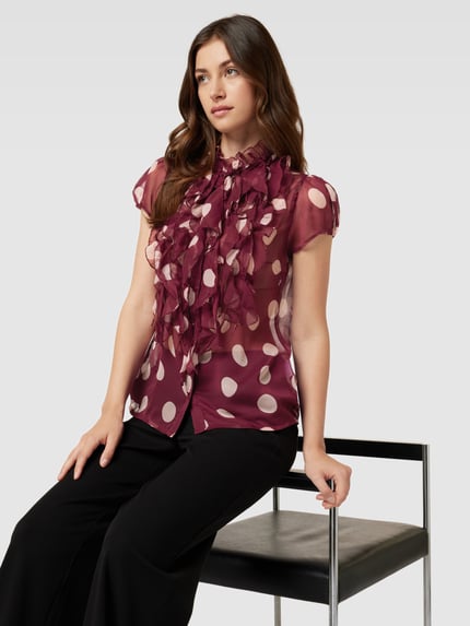 Saint Tropez Blouse met volants, model 'Lilja' Bordeaux - 3