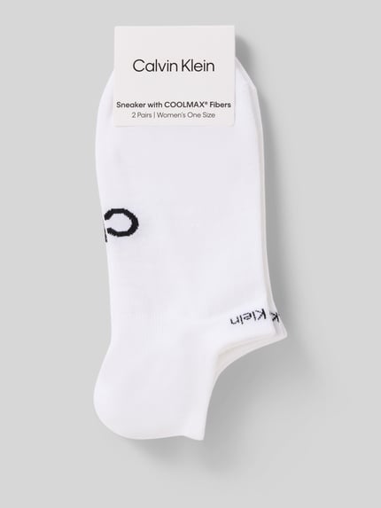 Produktfoto, witte Sneakersocken met COOLMAX®-vezels Model 'LEANNE' van CK Calvin Klein, materiaalmix met stretch, nauwsluitend, labeldetails, set van 2