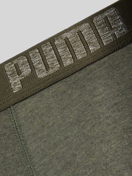 Productfoto, close-up van Heren Pant & boxershort uit katoenmix set van 2 van PUMA, olijfgroen met brede elastische tailleband