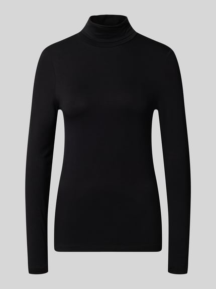 Produktfoto, Longsleeve mit Rollkragen von Christian Berg Woman, Schwarz, Viskose-Mix, gerader Schnitt, glatte Textur, Rückenlänge 60 cm