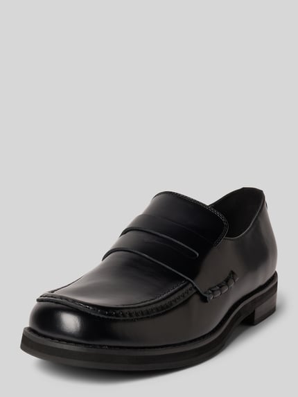 GUESS Loafers van leermix met logo-applicatie, model 'Bart' Zwart - 1