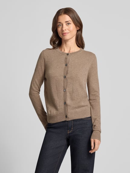Christian Berg Woman Strickjacke aus reinem Kaschmir mit durchgängiger Knopfleiste Mud Melange 4