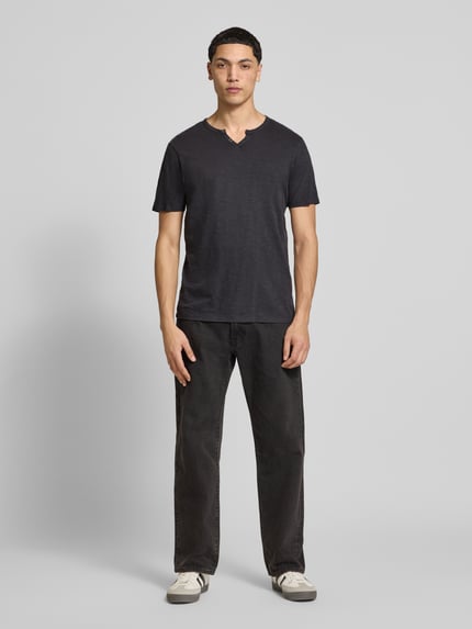 JACK & JONES T-shirt z Bawełna Model 'SPLIT' Czarny 1