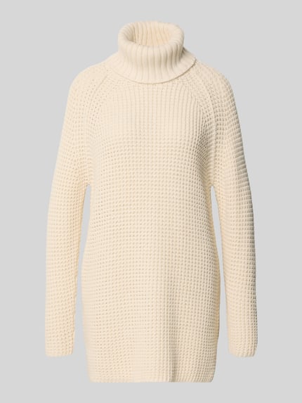 Produktfoto, Regular Fit Rollkragenpullover aus Baumwoll-Mix von Marc O'Polo Denim in Creme, grob gestrickt, unifarben, Longline-Länge.