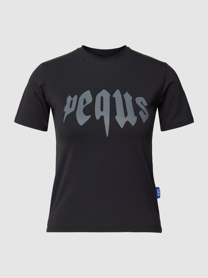 PEQUS T-shirt met labelprint Zwart - 2