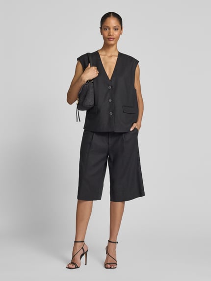 Gestuz Regular Fit Weste aus Viskose-Leinen-Mix Modell 'IZZA' Black 1