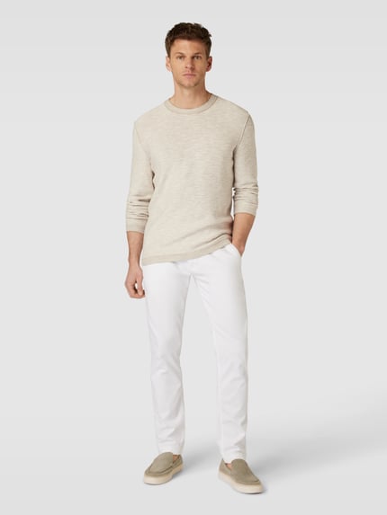 Marc O'Polo Regular Fit Strickpullover aus Baumwoll-Leinen-Mix Offwhite 1