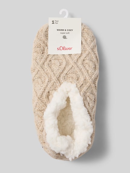 s.Oliver RED LABEL Huisschoenen met wol en verwarmende voering van teddybont Beige - 3