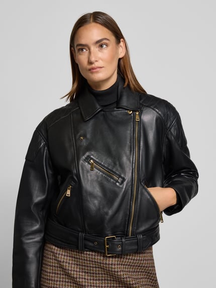 Lauren Ralph Lauren Bikerjacke aus Lammleder Modell 'GLANCEE' Black 3