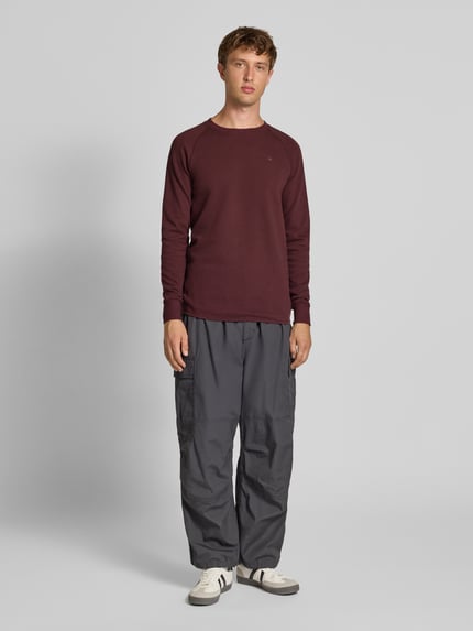 G-Star RAW Bluzka z długim rękawem o kroju regular fit z efektem dzianiny model ‘Jirgi’ Bordowy 1